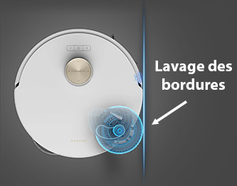 Robot aspirateur laveur Dreametech avec serpillère décalée pour un nettoyage nord à bord